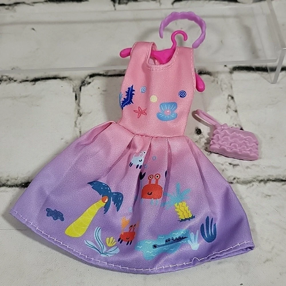 Barbie Doll Clothes Lot‎ Outfits Party Dress Striped Top Shoes Purple Headband